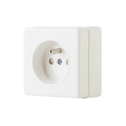 Prise avec terre monobloc en saillie blanc complet