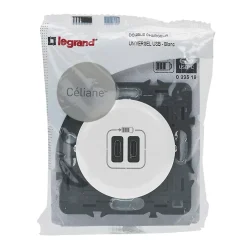 Prise céliane double USB Legrand blanc