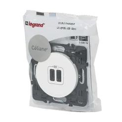 Prise céliane double USB Legrand blanc