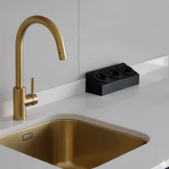 Prise cuisine BARRY - Bloc 3 prises Soft Touch noir