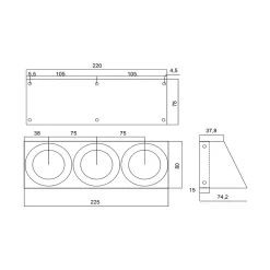 Prise cuisine BARRY - Bloc 3 prises Soft Touch noir