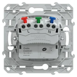 Prise de courant 2 pôles + terre affleurante avec griffes Schneider Electric Ovalis anthracite