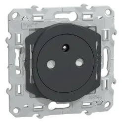 Prise de courant 2 pôles + terre affleurante avec griffes Schneider Electric Ovalis anthracite