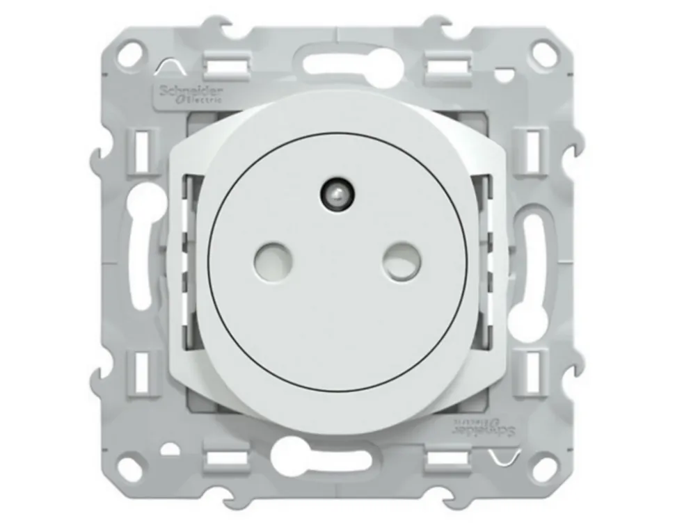 Prise de courant 2 pôles + terre affleurante 16A Schneider Electric Ovalis blanc