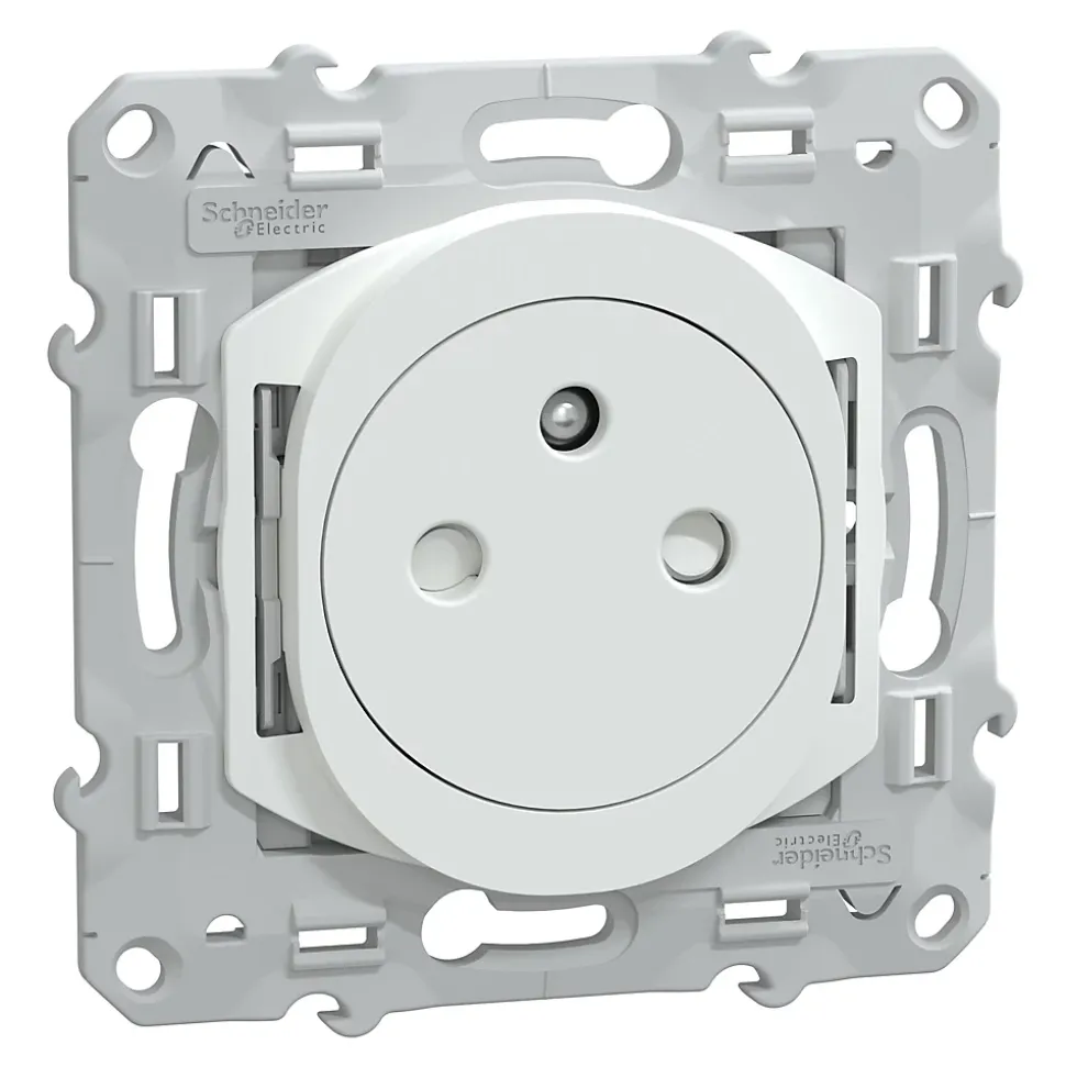 Prise de courant 2 pôles + terre affleurante 16A Schneider Electric Ovalis blanc