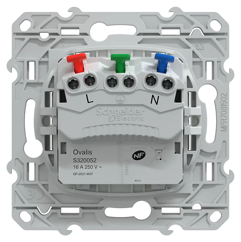 Prise de courant 2 pôles + terre affleurante 16A Schneider Electric Ovalis blanc