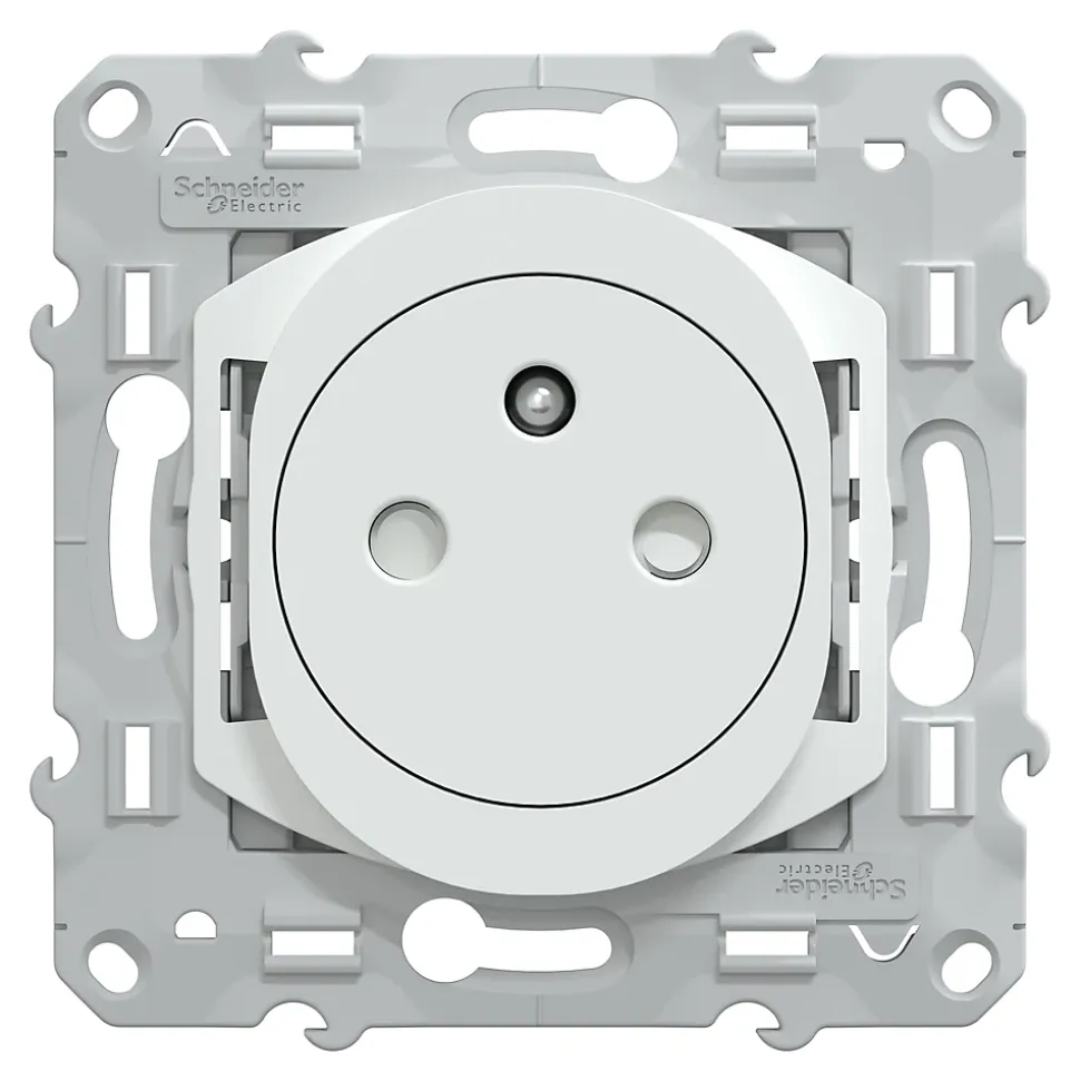 Prise de courant 2 pôles + terre affleurante 16A Schneider Electric Ovalis blanc