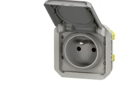Prise de courant 16A 2P+T Legrand Plexo™ grise composable