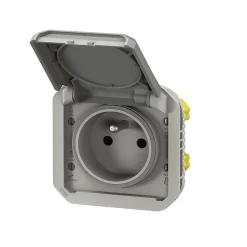 Prise de courant 16A 2P+T Legrand Plexo™ grise composable