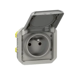 Prise de courant 16A 2P+T Legrand Plexo™ grise composable