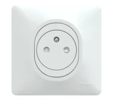 Prise de courant avec terre affleurante complète Schneider Electric Ovalis blanc, lot de 5