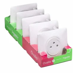 Prise de courant avec terre affleurante complète Schneider Electric Ovalis blanc, lot de 5