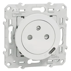 Prise de courant avec terre affleurante + usb C 10.5W Schneider Electric Odace blanc