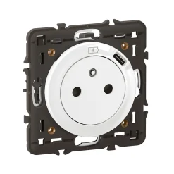 Prise de courant avec terre + 1 USB-C Legrand Céliane blanc