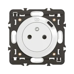 Prise de courant avec terre + 1 USB-C Legrand Céliane blanc