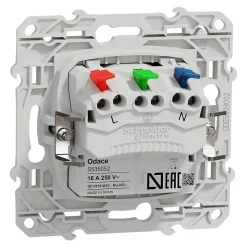 Prise de courant avec terre affleurante 16A Schneider Electric Odace aluminium