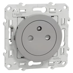 Prise de courant avec terre affleurante 16A Schneider Electric Odace aluminium