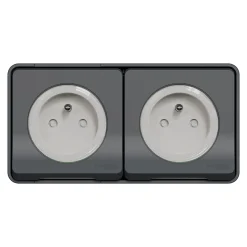 Prise de courant double avec 2 pôles + terre étanche complète saillie Schneider Electric Mureva Styl anthracite