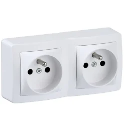 Prise de courant double avec 2 pôles + terre complète saillie Schneider Electric Alréa blanc