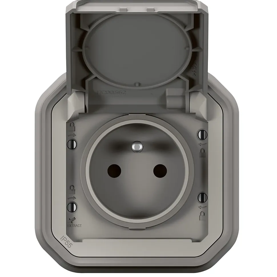 Prise de courant étanche à encastrer Plexo gris 16A, 250V - 070031L - Legrand