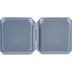 Prise de courant étanche - Plexo - Composable - Legrand - 2 x 2P+T - 16 A - Gris - IP55 - Horizontale - Précâblée
