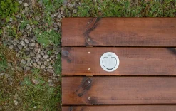 Prise de sol étanche ronde 16A 2 pôles + terre, aluminium brossé IP55, Thomson