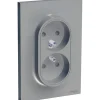 Prise double avec terre complète Schneider Electric Odace aluminium