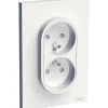 Prise double avec terre complète Schneider Electric Odace blanc