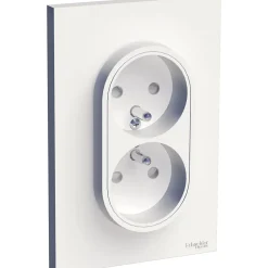 Prise double avec terre complète Schneider Electric Odace blanc