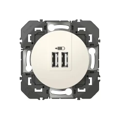 Prise double USB-A Legrand Dooxie blanc carrée