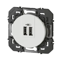 Prise double USB-A Legrand Dooxie blanc carrée