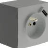 Prise en saillie 2P+T avec chargeur USB métal