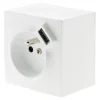 Prise en saillie 2P+T avec chargeur USB blanc