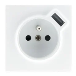 Prise en saillie 2P+T avec chargeur USB blanc
