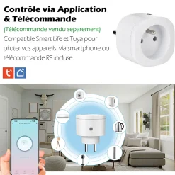 Prise intérieure 3680W connectée Wifi + Interrupteur + Télécommande