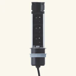 Prise plan de travail SKY - Bloc 3 prises + 2 USB-A rétractable inox et noir