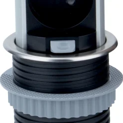 Prise plan de travail SKY - Bloc 3 prises + 2 USB-A rétractable inox et noir