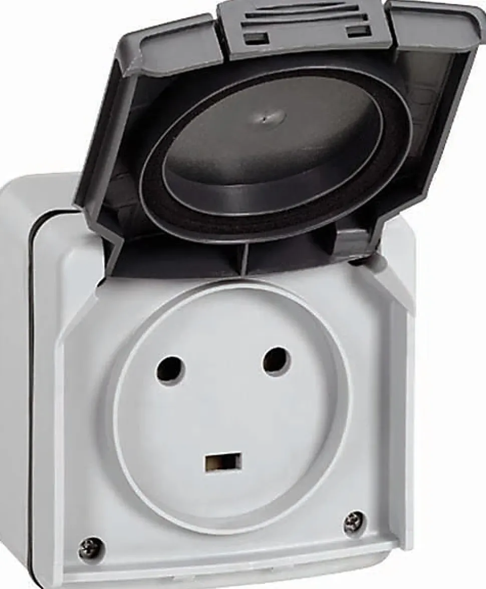 Prise 2P+T 20A IP55 saillie Plexo gris Legrand