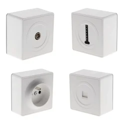 Prise saillie + TV + RJ45 + téléphone 8 plots Zenitech