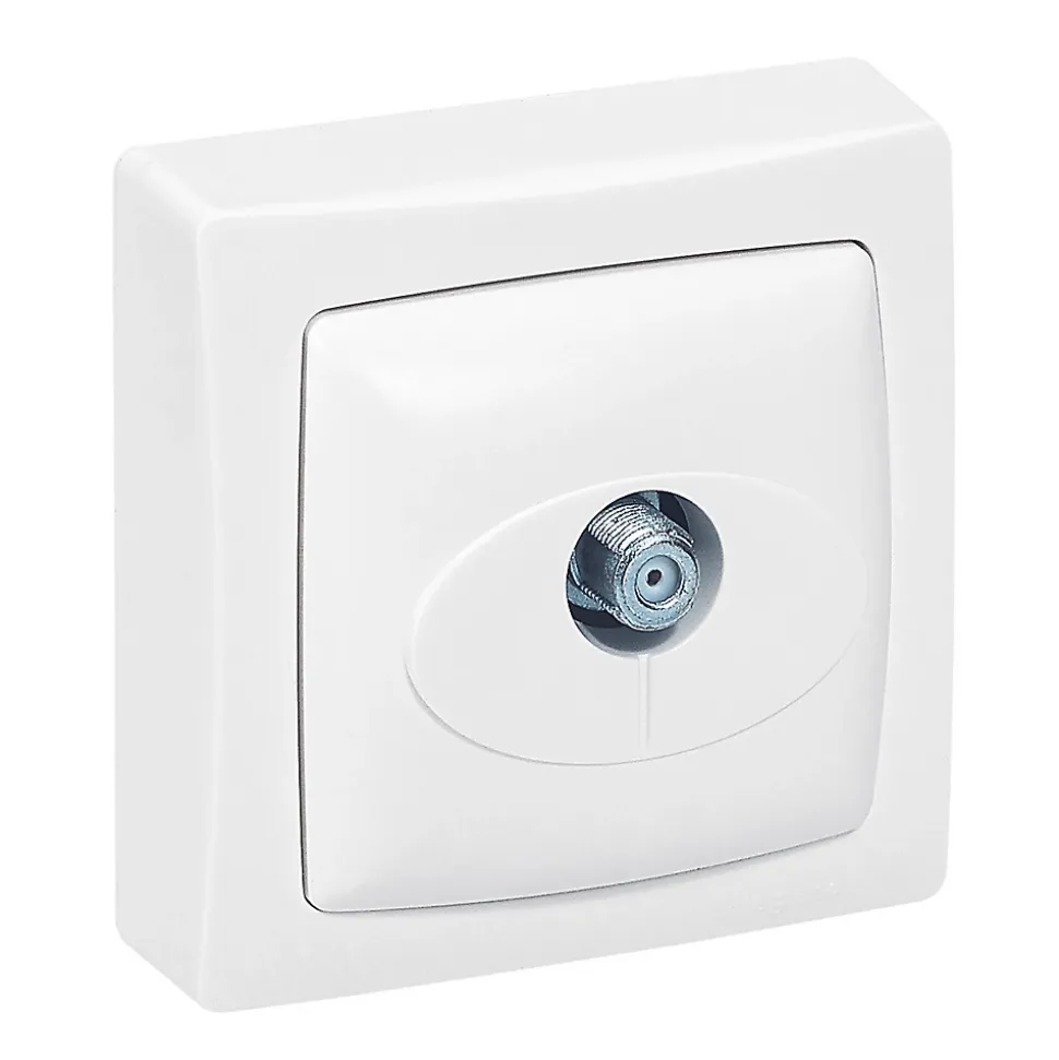 Prise télévision SAT type ''F'' ASL blanc Legrand en saillie.