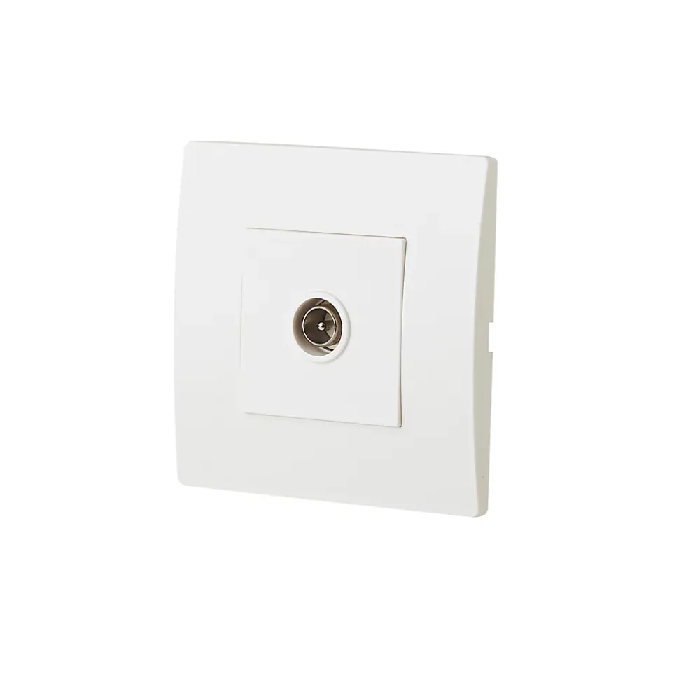 Prise TV simple encastrable blanc complet