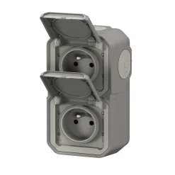 Prise verticale Legrand Plexo gris en saillie, lot de 2
