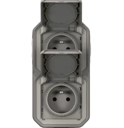 Prise verticale Legrand Plexo gris en saillie, lot de 2