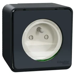Prise de courant 2 pôles + terre étanche complète saillie Schneider Electric Mureva Styl anthracite