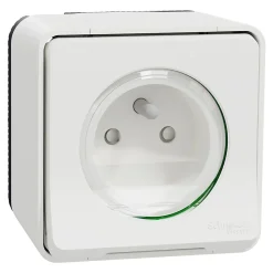 Prise de courant 2 pôles + terre étanche complète saillie Schneider Electric Mureva Styl blanc