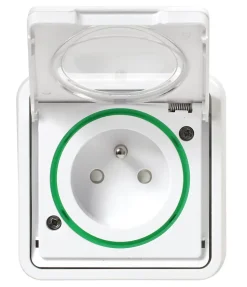 Prise de courant 2 pôles + terre étanche complète encastrée Schneider Electric Mureva Styl blanc
