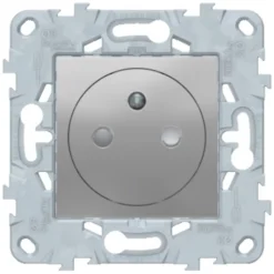 Prise de courant 2 pôles + terre affleurante connexion rapide 16A Schneider Electric Unica Déco aluminium