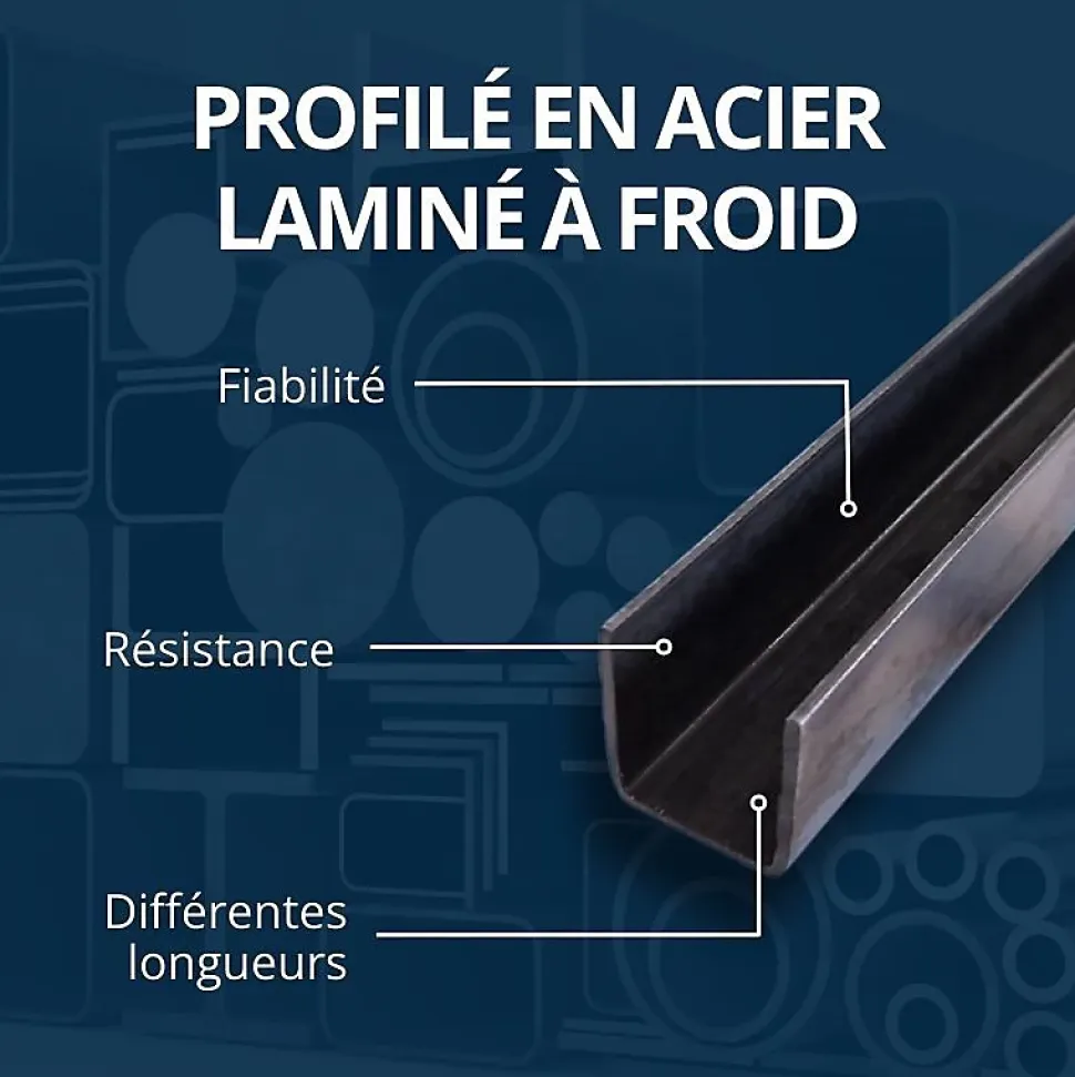 Profilé acier en U 30 x 30 x 30 mm ep 2 mm, 3 metres - Comment Fer