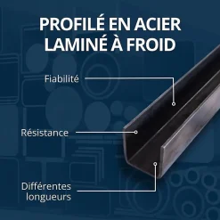 Profilé acier en U 20x40x20 ep 2 mm, 1 metre - Comment Fer