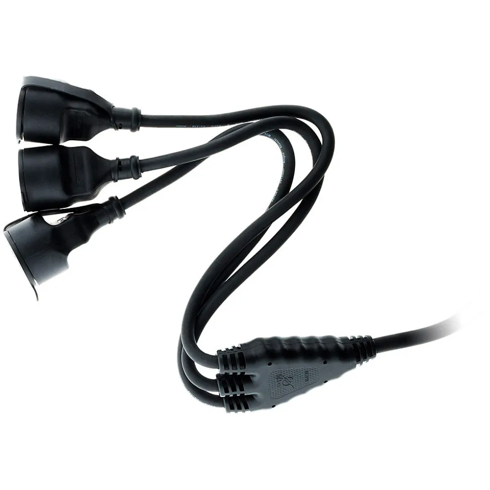 Prolongateur à triple tête pour chantier HO7RN-F 16A 3G1,5mm² - Noir 1m - Zenitech